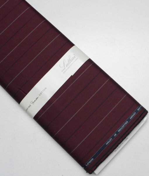 Luthai  Supima Cotton Striped Shirting Fabric (Wine)