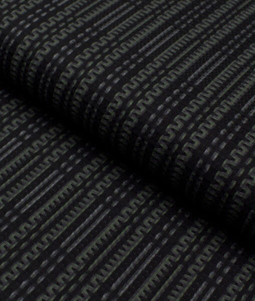 Luthai  Supima Cotton Striped Shirting Fabric (Black)