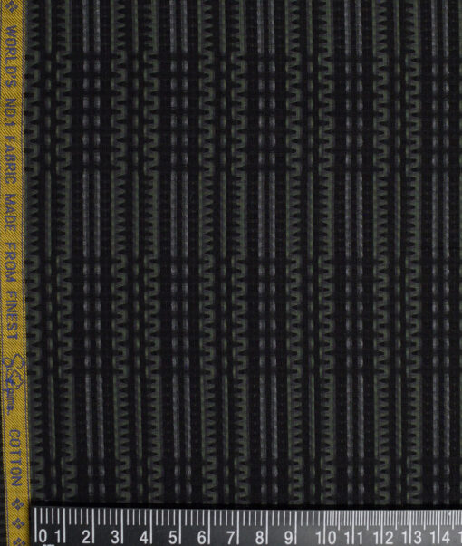 Luthai  Supima Cotton Striped Shirting Fabric (Black)