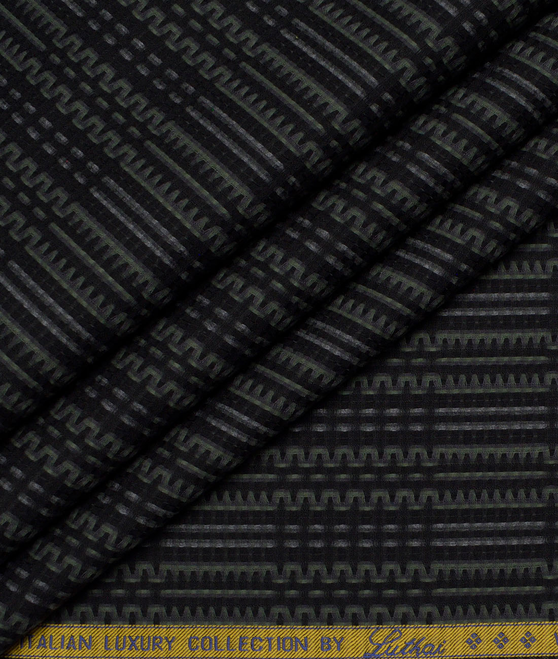 Luthai Supima Cotton Striped Shirting Fabric (Black) Luthai Supima Cotton Striped Shirting Fabric (Black)