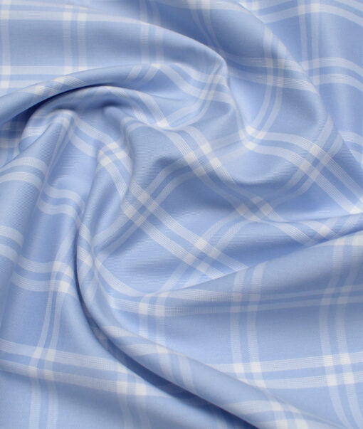 Luthai  Supima Cotton Checks Shirting Fabric (Light Blue)