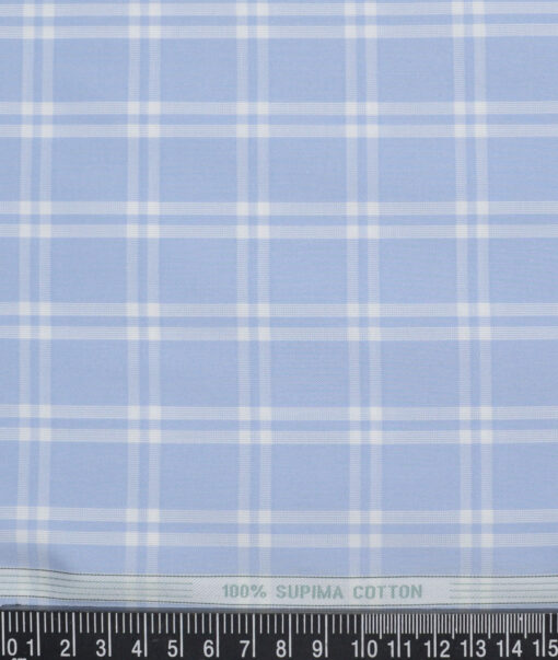 Luthai  Supima Cotton Checks Shirting Fabric (Light Blue)
