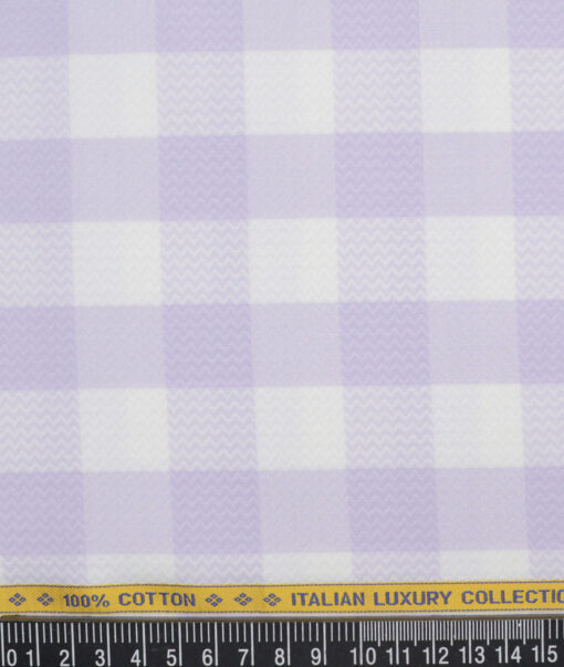 Luthai  Supima Cotton Checks Shirting Fabric (White & Purple)