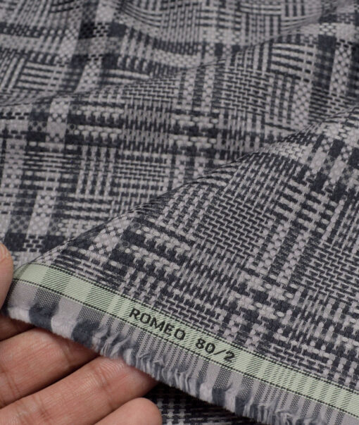 Luthai 2 Ply 80's Supima Cotton Checks Shirting Fabric (Grey)