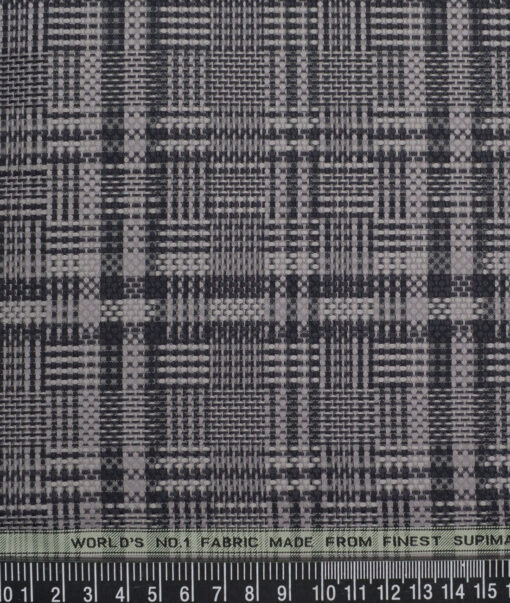 Luthai 2 Ply 80's Supima Cotton Checks Shirting Fabric (Grey)