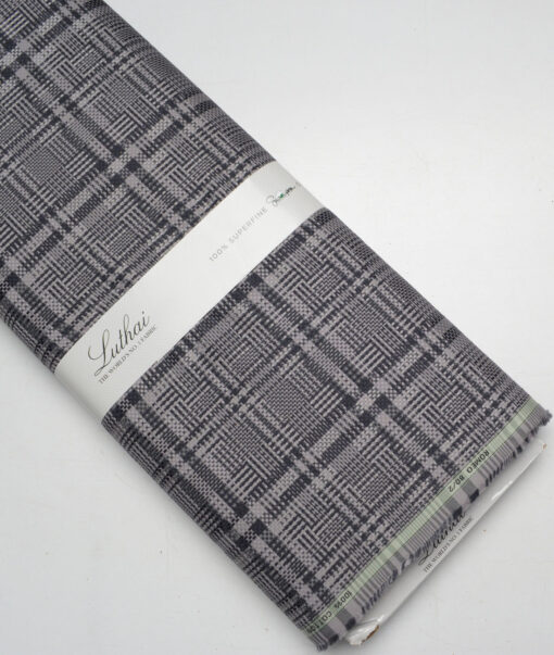 Luthai 2 Ply 80's Supima Cotton Checks Shirting Fabric (Grey)