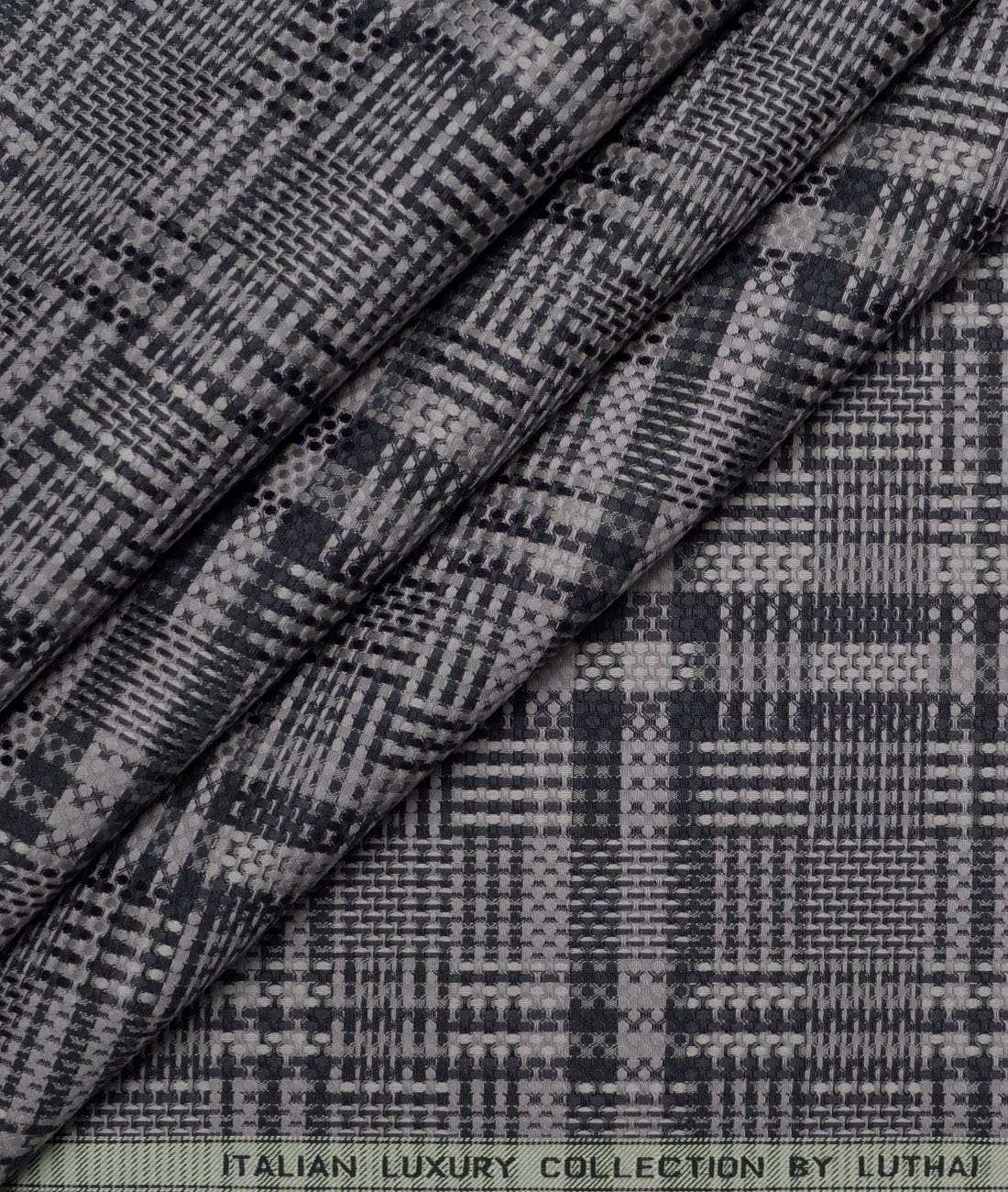 Luthai 2 Ply 80's Supima Cotton Checks Shirting Fabric (Grey) Luthai 2 Ply 80's Supima Cotton Checks Shirting Fabric (Grey)