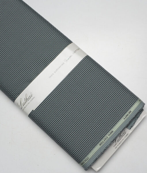Luthai  Supima Cotton Self Design Shirting Fabric (Greenish Grey)