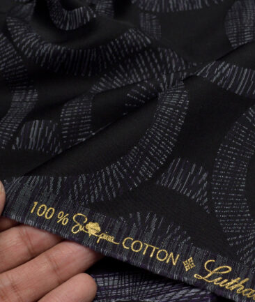 Luthai  Supima Cotton Self Design Shirting Fabric (Black)