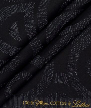 Luthai  Supima Cotton Self Design Shirting Fabric (Black)