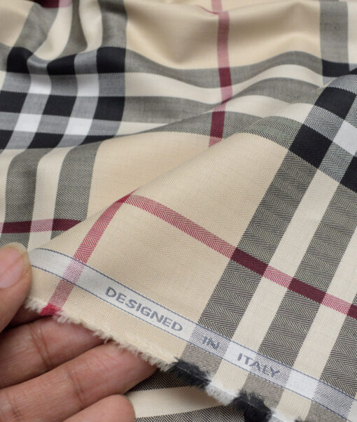 Tessitura Monti  Giza Cotton Checks Shirting Fabric (Beige)