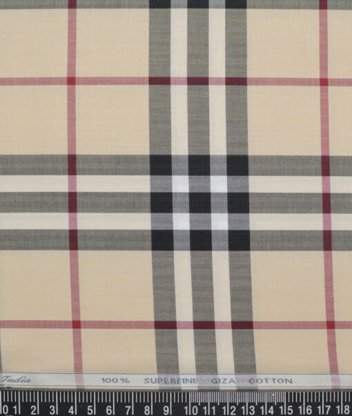 Tessitura Monti  Giza Cotton Checks Shirting Fabric (Beige)