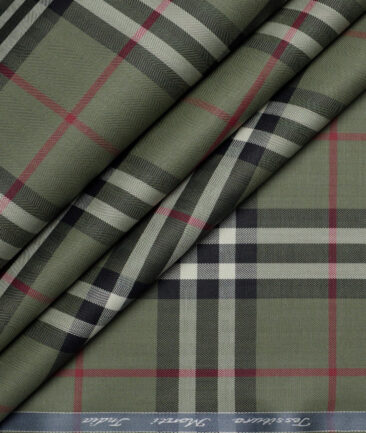 Tessitura Monti  Giza Cotton Checks Shirting Fabric (Olive Green)