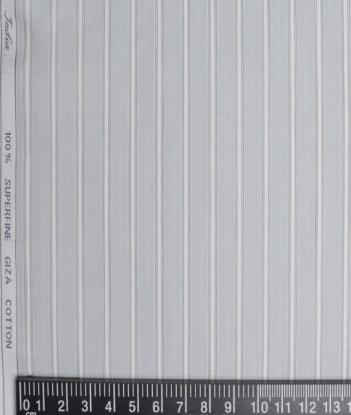 Tessitura Monti  Giza Cotton Striped Shirting Fabric (Light Grey)