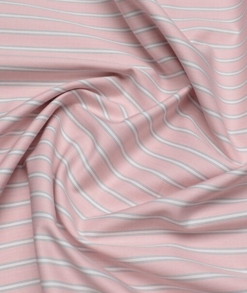 Tessitura Monti  Giza Cotton Striped Shirting Fabric (Pink)
