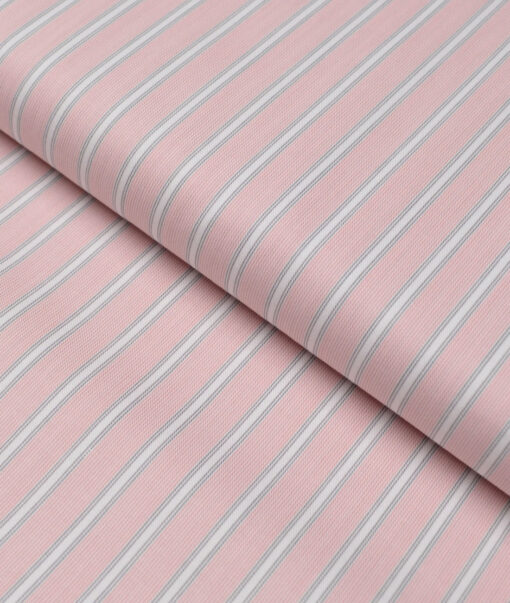 Tessitura Monti  Giza Cotton Striped Shirting Fabric (Pink)