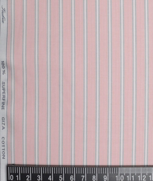 Tessitura Monti  Giza Cotton Striped Shirting Fabric (Pink)