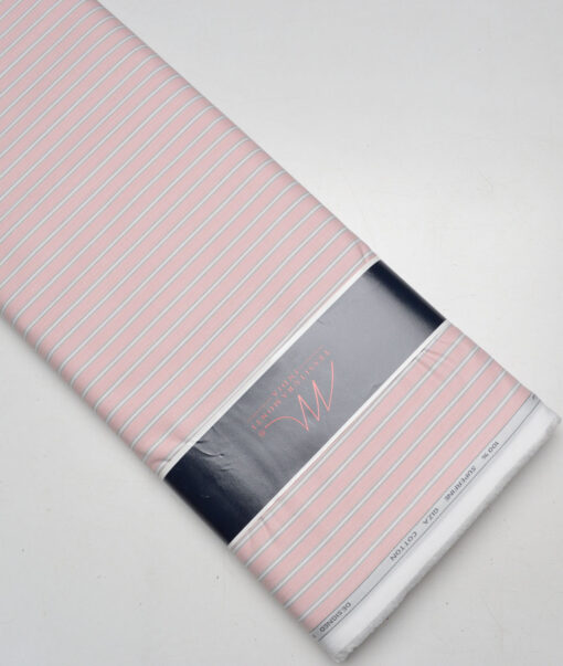 Tessitura Monti  Giza Cotton Striped Shirting Fabric (Pink)