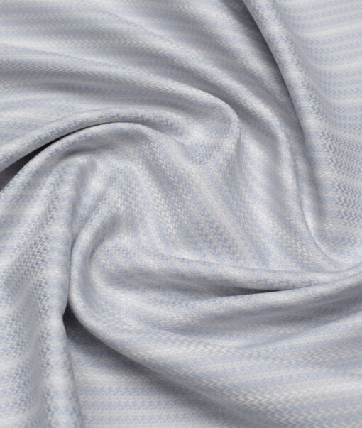 Tessitura Monti  Giza Cotton Striped Shirting Fabric (Light Grey)