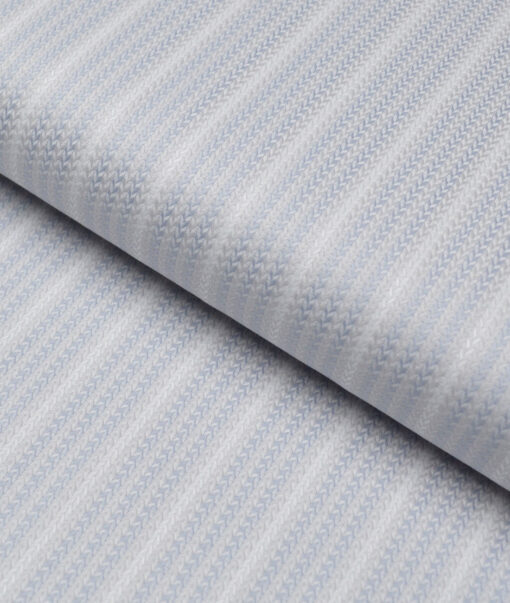 Tessitura Monti  Giza Cotton Striped Shirting Fabric (Light Grey)
