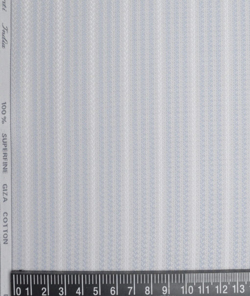 Tessitura Monti  Giza Cotton Striped Shirting Fabric (Light Grey)
