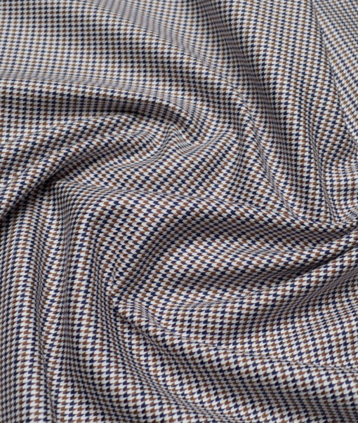 Tessitura Monti  Giza Cotton Self Design Shirting Fabric (White & Brown)