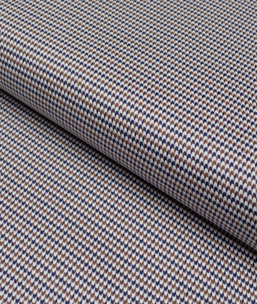 Tessitura Monti  Giza Cotton Self Design Shirting Fabric (White & Brown)