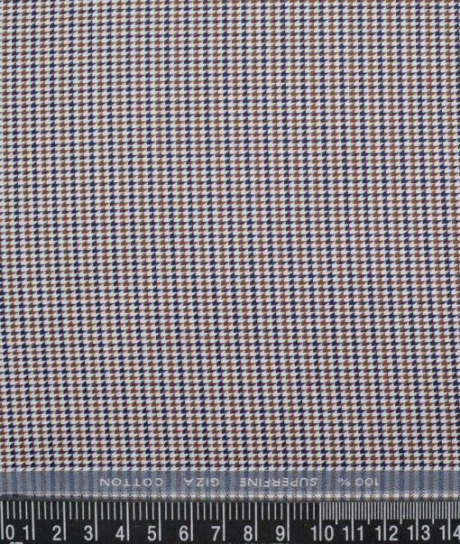Tessitura Monti  Giza Cotton Self Design Shirting Fabric (White & Brown)