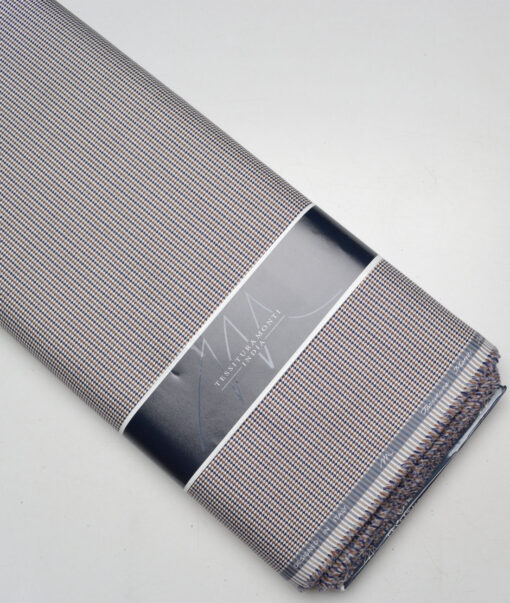 Tessitura Monti  Giza Cotton Self Design Shirting Fabric (White & Brown)