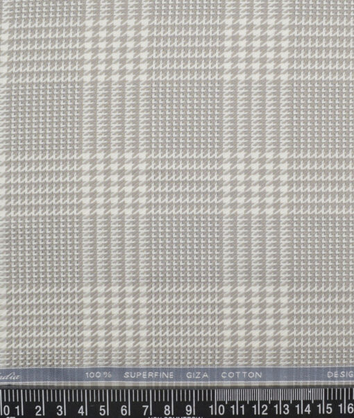 Tessitura Monti  Giza Cotton Self Design Shirting Fabric (White & Grey)