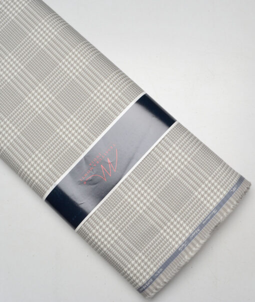 Tessitura Monti  Giza Cotton Self Design Shirting Fabric (White & Grey)