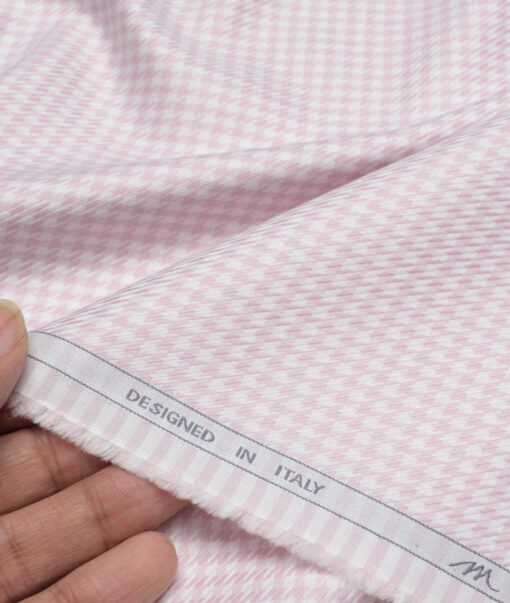Tessitura Monti  Giza Cotton Self Design Shirting Fabric (White & Pink)
