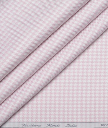 Tessitura Monti  Giza Cotton Self Design Shirting Fabric (White & Pink)