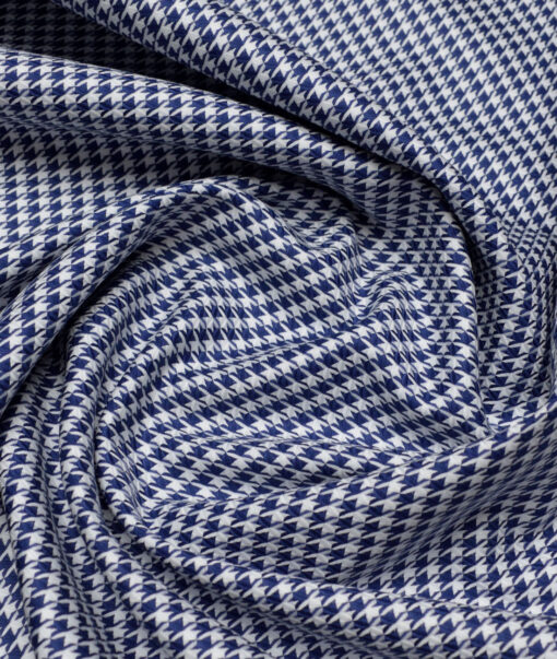 Tessitura Monti  Giza Cotton Self Design Shirting Fabric (White & Royal Blue)