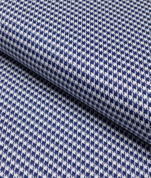 Tessitura Monti  Giza Cotton Self Design Shirting Fabric (White & Royal Blue)
