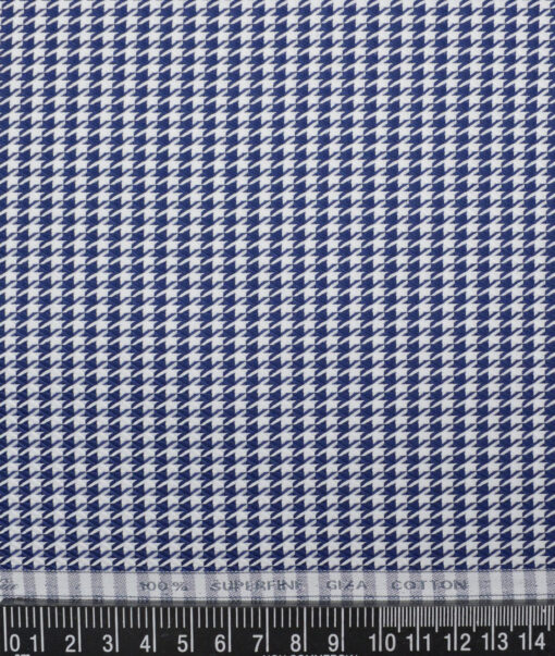 Tessitura Monti  Giza Cotton Self Design Shirting Fabric (White & Royal Blue)