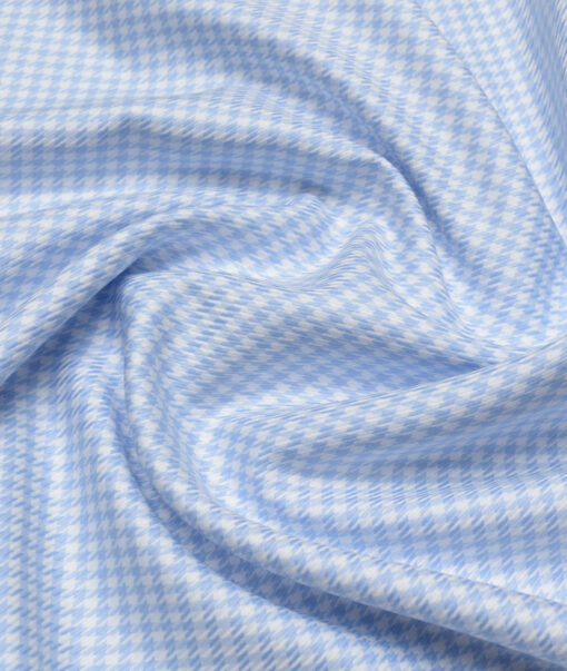 Tessitura Monti  Giza Cotton Self Design Shirting Fabric (White & Sky Blue)
