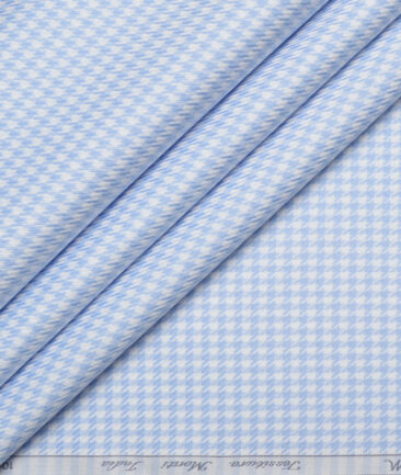 Tessitura Monti  Giza Cotton Self Design Shirting Fabric (White & Sky Blue)