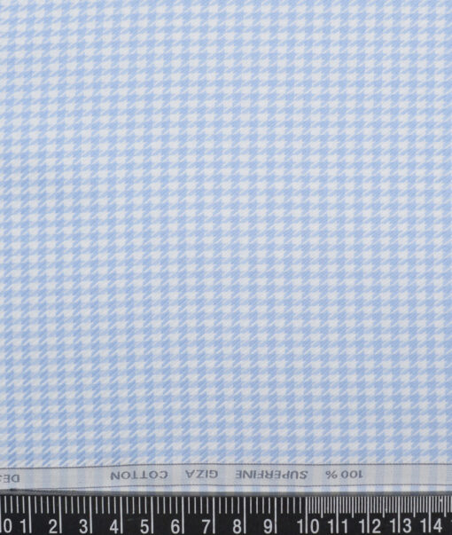 Tessitura Monti  Giza Cotton Self Design Shirting Fabric (White & Sky Blue)