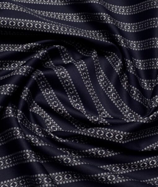 Tessitura Monti  Giza Cotton Striped Shirting Fabric (Dark Blue)