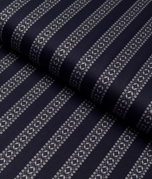 Tessitura Monti  Giza Cotton Striped Shirting Fabric (Dark Blue)