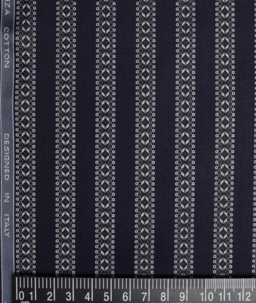 Tessitura Monti  Giza Cotton Striped Shirting Fabric (Dark Blue)