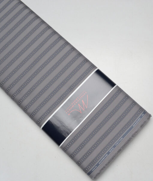 Tessitura Monti  Giza Cotton Striped Shirting Fabric (Grey & Blue)