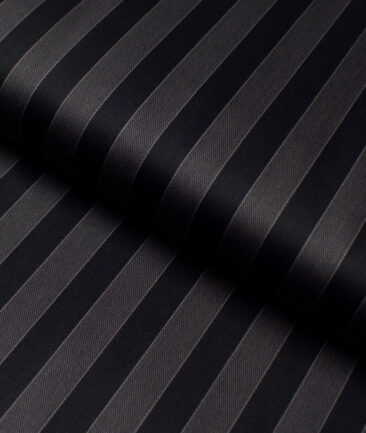 Tessitura Monti 2 Ply 70's GizaCotton Striped Shirting Fabric (Black & Grey)