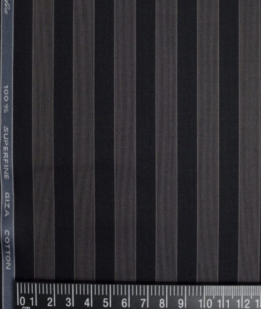 Tessitura Monti 2 Ply 70's GizaCotton Striped Shirting Fabric (Black & Grey)