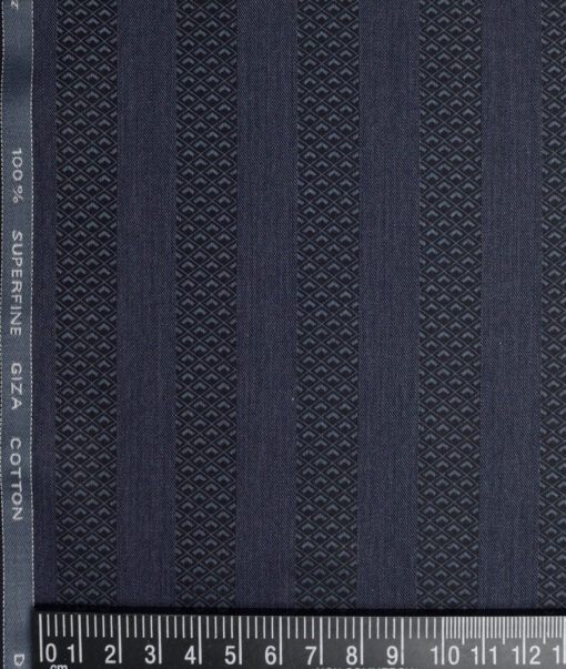 Tessitura Monti  Giza Cotton Striped Shirting Fabric (Purplish Blue)
