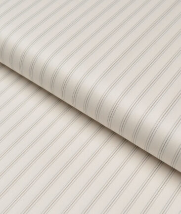 Tessitura Monti 2 Ply 140's Supima Cotton Striped Shirting Fabric (Cream & Grey)