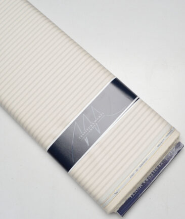 Tessitura Monti 2 Ply 140's Supima Cotton Striped Shirting Fabric (Cream & Grey)