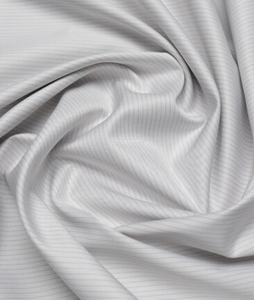 Tessitura Monti 2 Ply 140's Supima Cotton Striped Shirting Fabric (Light Grey)