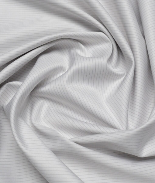 Tessitura Monti 2 Ply 140's Supima Cotton Striped Shirting Fabric (Light Grey)